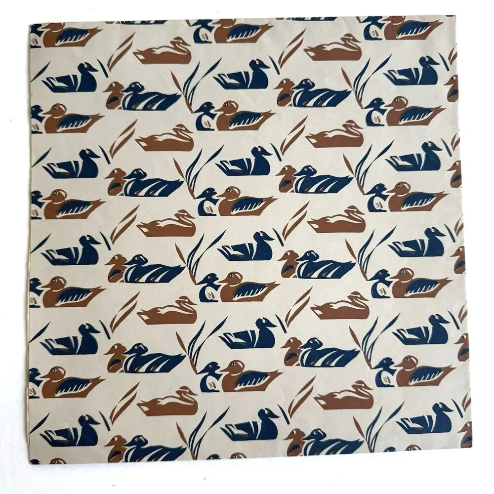 Vtg Masculine Gift Wrap Fishing Tools Ducks Happy Birthday Wrapping Paper 6 pcs
